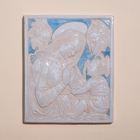 Colored Glazed Ceramic Virgin with Child